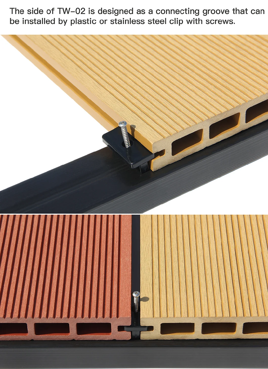 Hollow Deck Boards Wood Plastic Composite WPC Decking Flooring