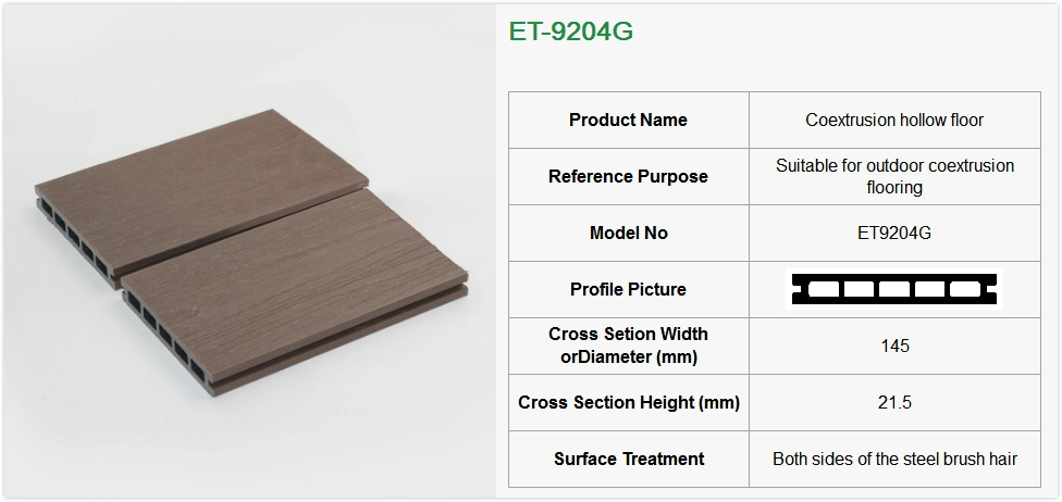 2023hot Sale Hollow Co-Extrusion Decking WPC Composite Cpped Floor