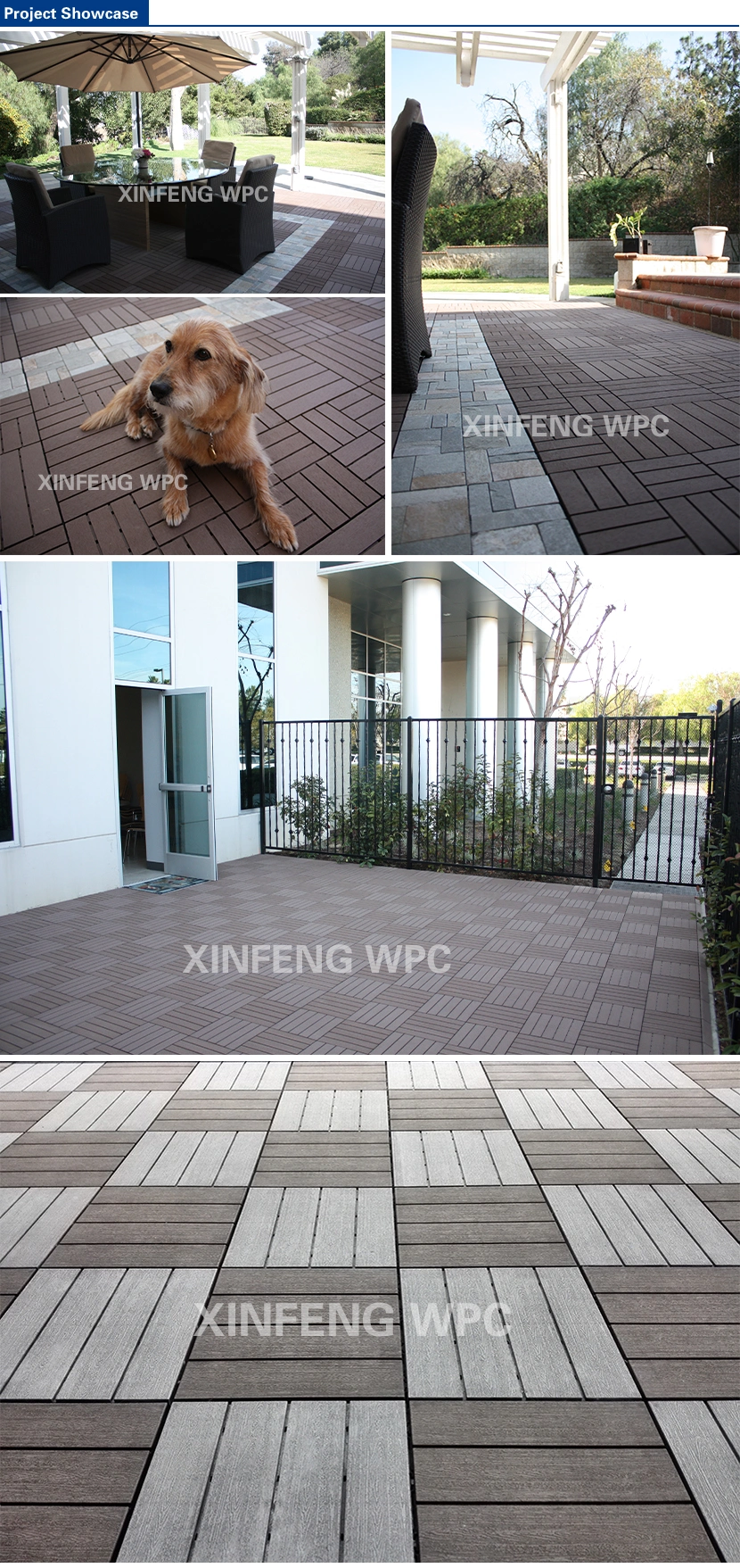 Durable Injection DIY Tile with Interlocking Plastic Base Interlocking Tile WPC Tile